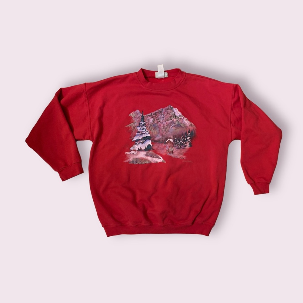 Vintage Nothern Reflection Winter Scene Crewneck Sweater